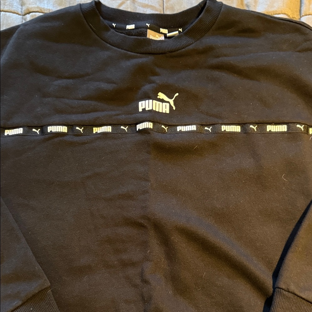 Puma Black Crewneck with Logo Accents
